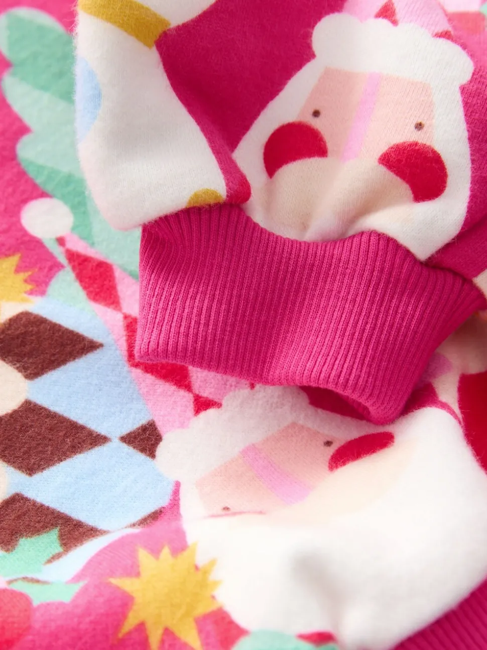 Bright Pink Christmas Print Crew Neck Sweatshirt (3mths-7yrs)