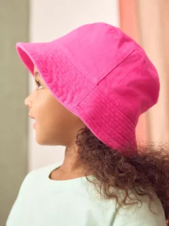 Bright Pink 100% Cotton Bucket Hat (3mths-16yrs)