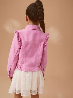 Bright Pink Frill Shoulder Denim Jacket (3-16yrs)