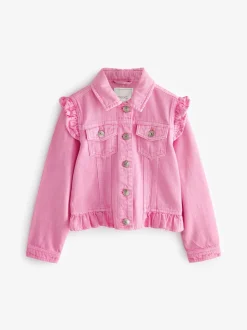 Bright Pink Frill Shoulder Denim Jacket (3-16yrs)