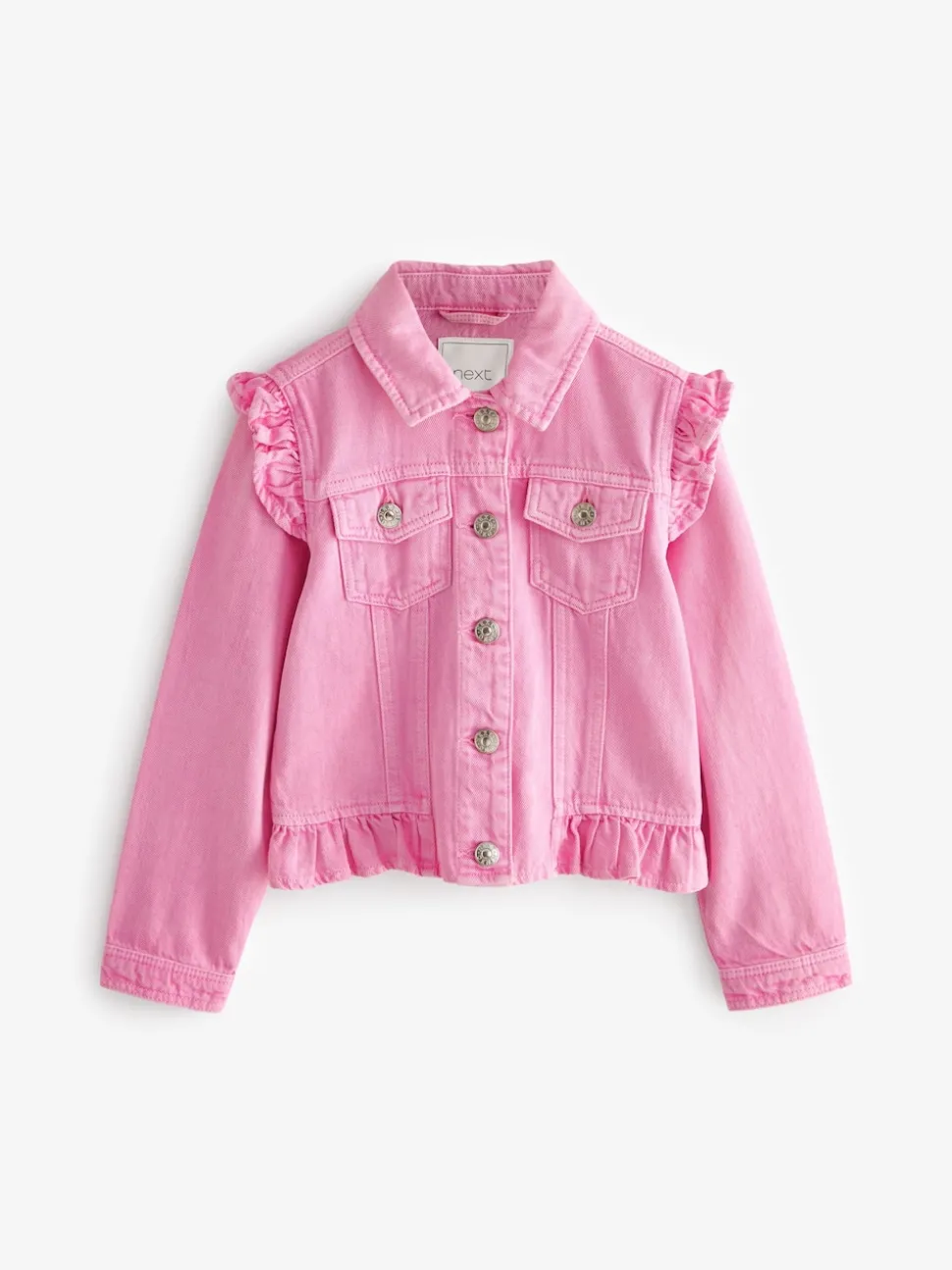 Bright Pink Frill Shoulder Denim Jacket (3-16yrs)