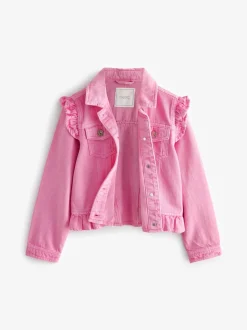 Bright Pink Frill Shoulder Denim Jacket (3-16yrs)
