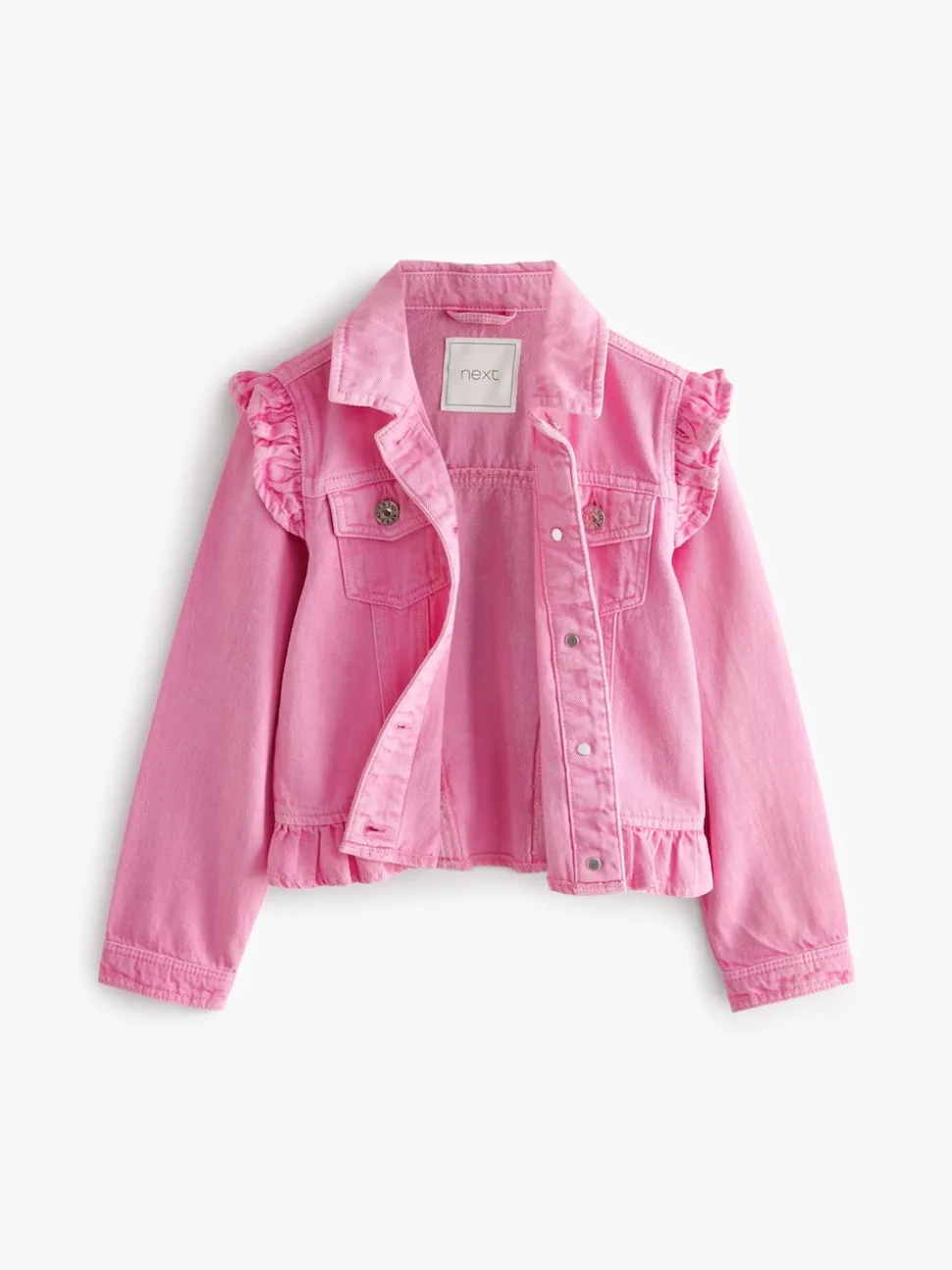 Bright Pink Frill Shoulder Denim Jacket (3-16yrs)