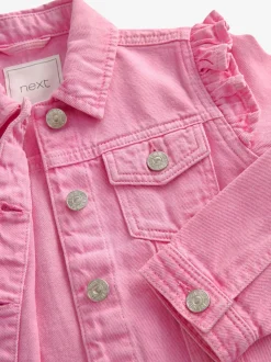 Bright Pink Frill Shoulder Denim Jacket (3-16yrs)
