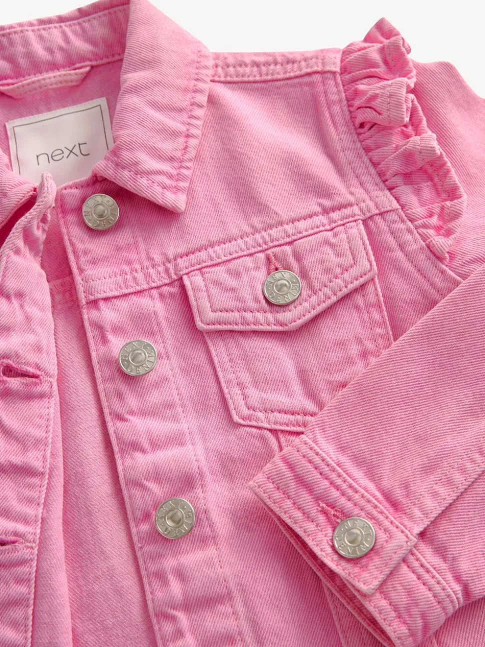 Bright Pink Frill Shoulder Denim Jacket (3-16yrs)