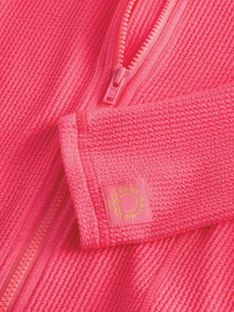 Bright Pink Long Sleeve Textured Swimsuit (3-16yrs)