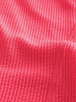 Bright Pink Long Sleeve Textured Swimsuit (3-16yrs)
