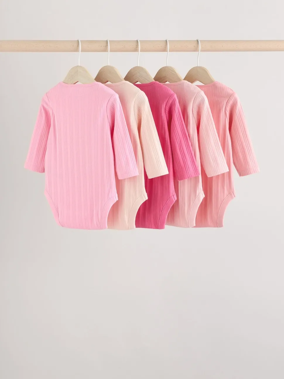 Bright Pink 5 Pack Long Sleeve Baby Bodysuits