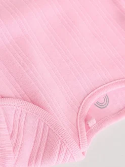 Bright Pink 5 Pack Long Sleeve Baby Bodysuits