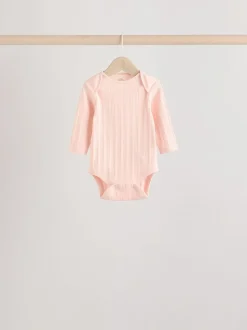 Bright Pink 5 Pack Long Sleeve Baby Bodysuits