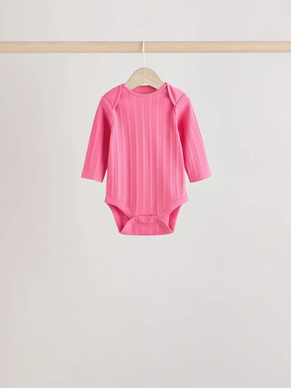 Bright Pink 5 Pack Long Sleeve Baby Bodysuits