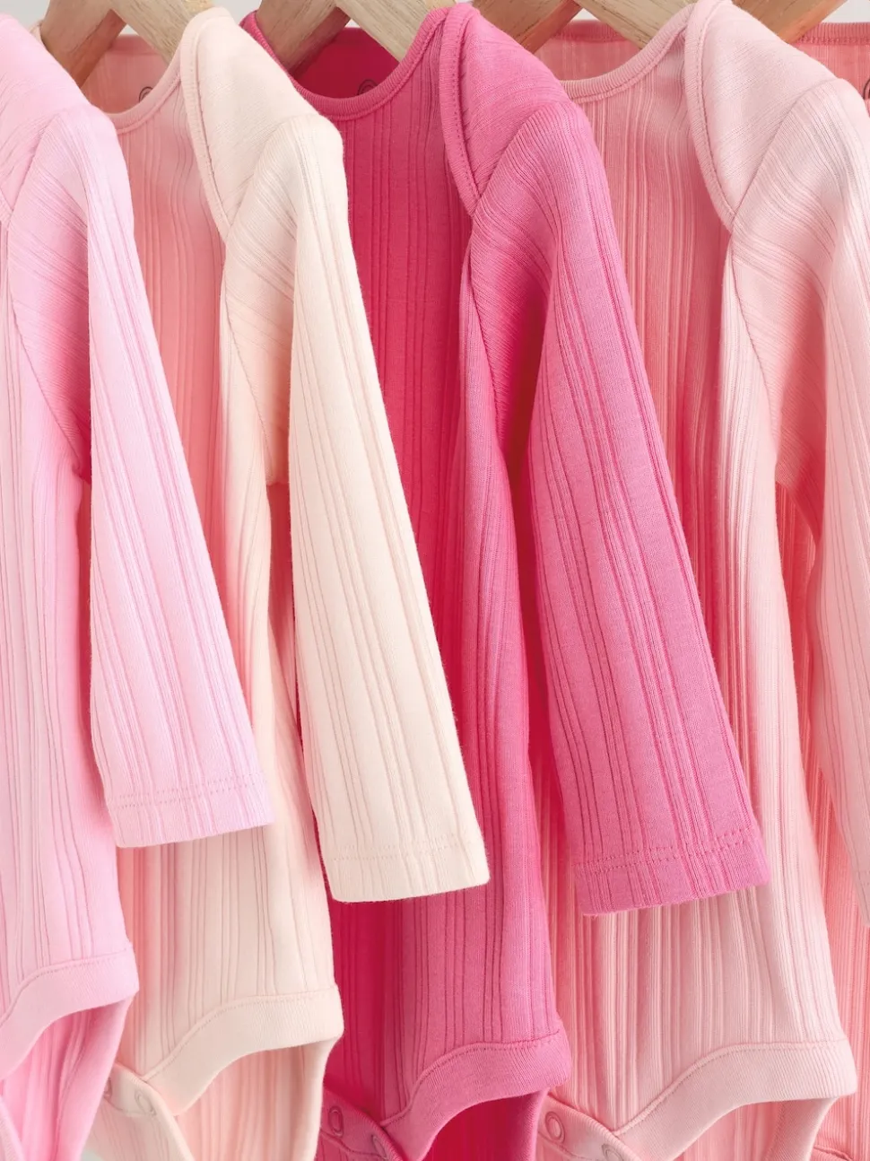 Bright Pink 5 Pack Long Sleeve Baby Bodysuits