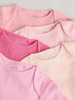 Bright Pink 5 Pack Long Sleeve Baby Bodysuits