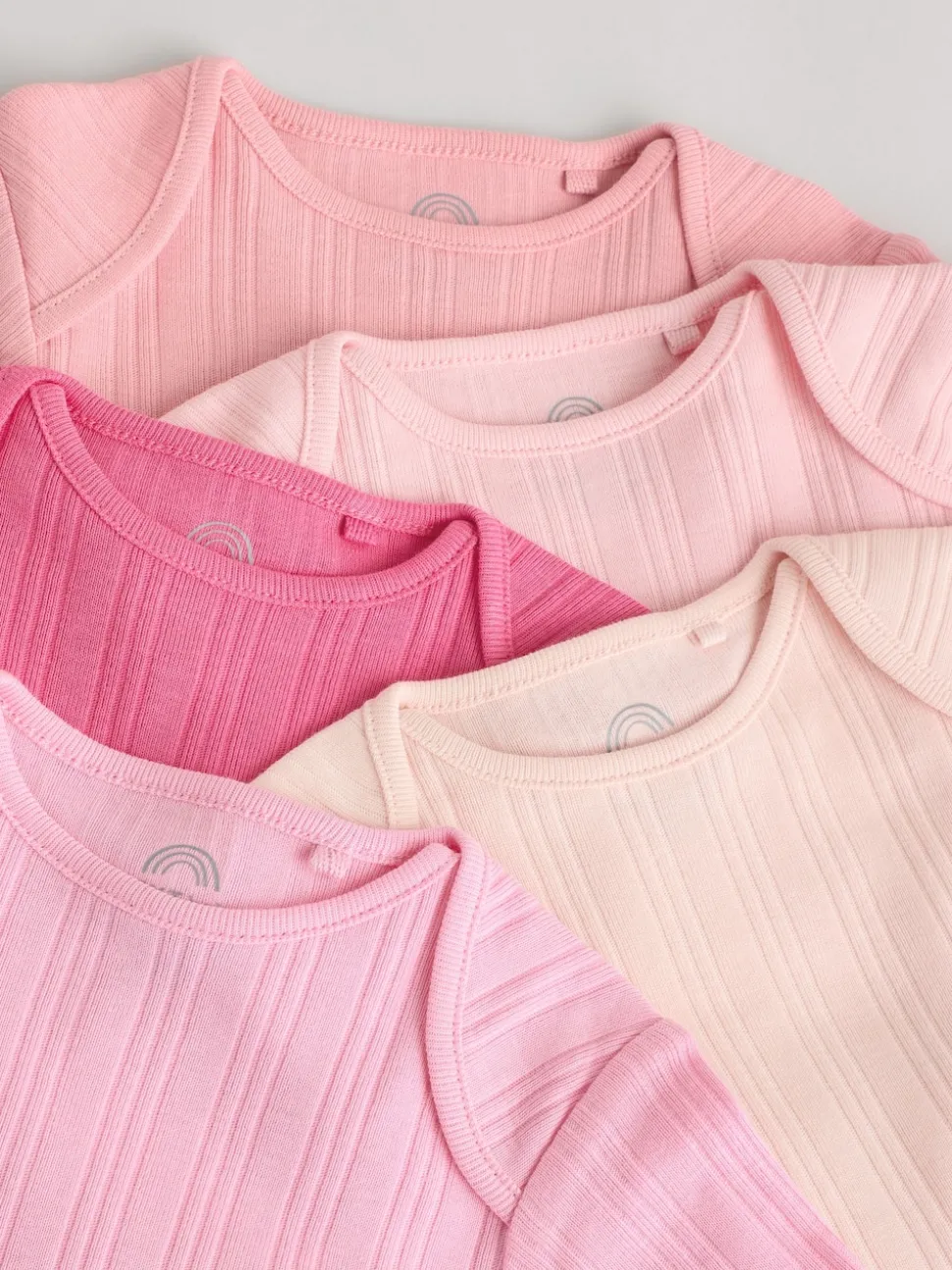 Bright Pink 5 Pack Long Sleeve Baby Bodysuits
