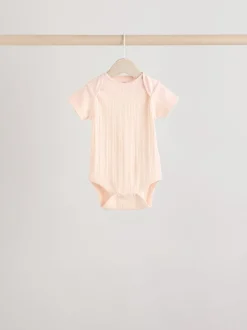Bright Pink 5 Pack Short Sleeve Baby Bodysuits