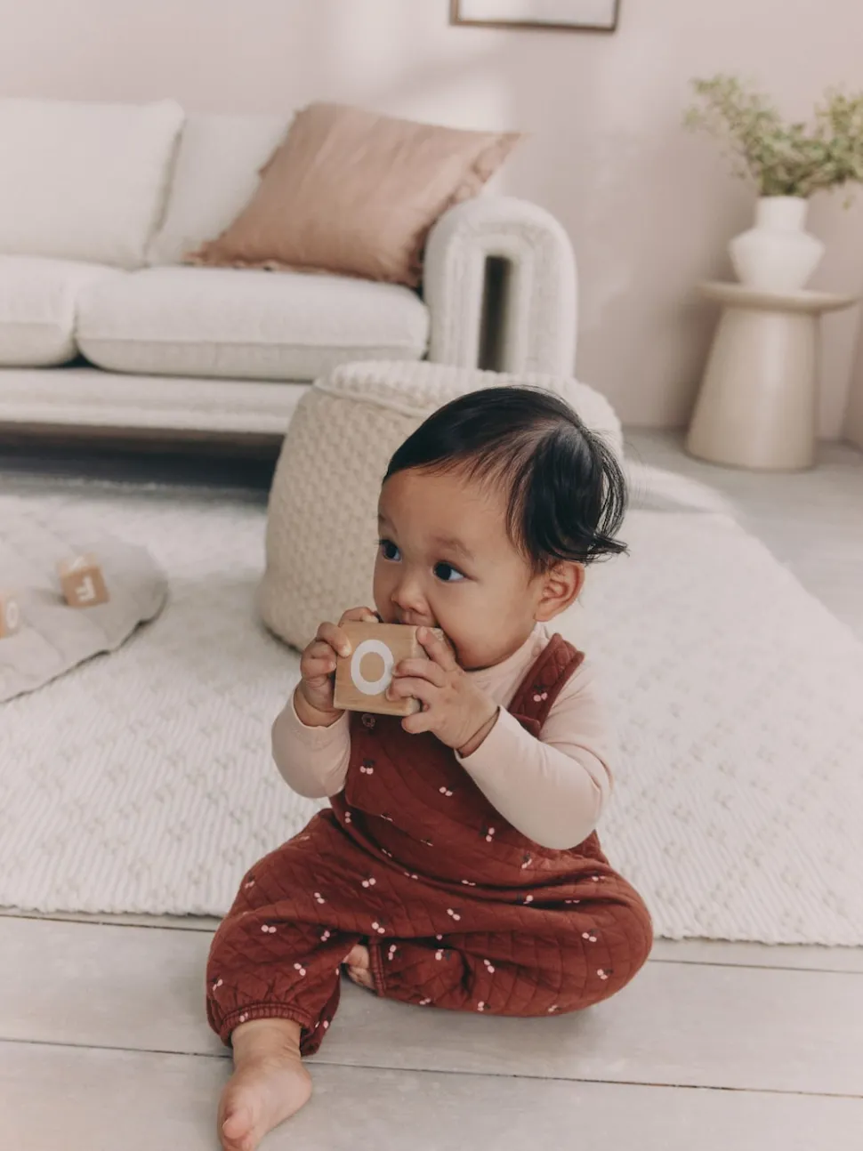 Brown Cherry Quilted Dungaree and Bodysuit Baby 2 Piece Set (0mths-3yrs)