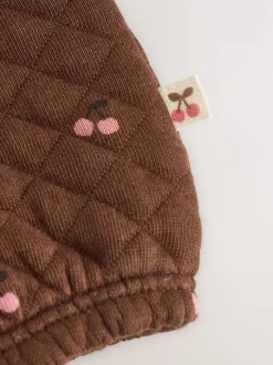 Brown Cherry Quilted Dungaree and Bodysuit Baby 2 Piece Set (0mths-3yrs)