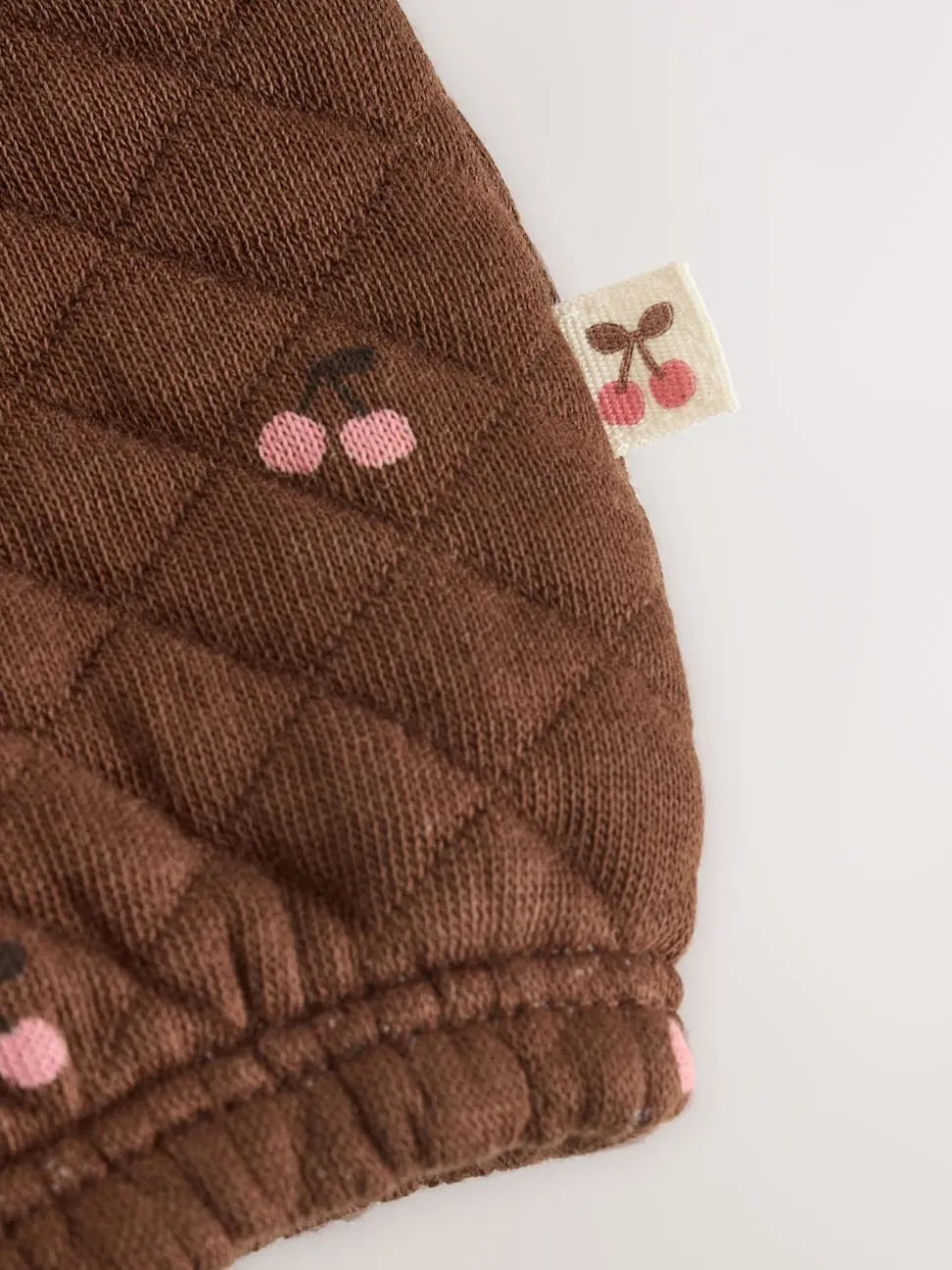 Brown Cherry Quilted Dungaree and Bodysuit Baby 2 Piece Set (0mths-3yrs)