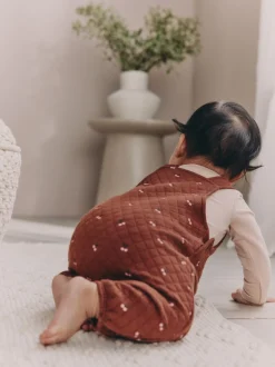 Brown Cherry Quilted Dungaree and Bodysuit Baby 2 Piece Set (0mths-3yrs)