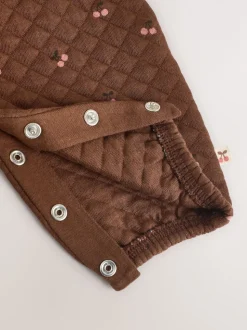 Brown Cherry Quilted Dungaree and Bodysuit Baby 2 Piece Set (0mths-3yrs)