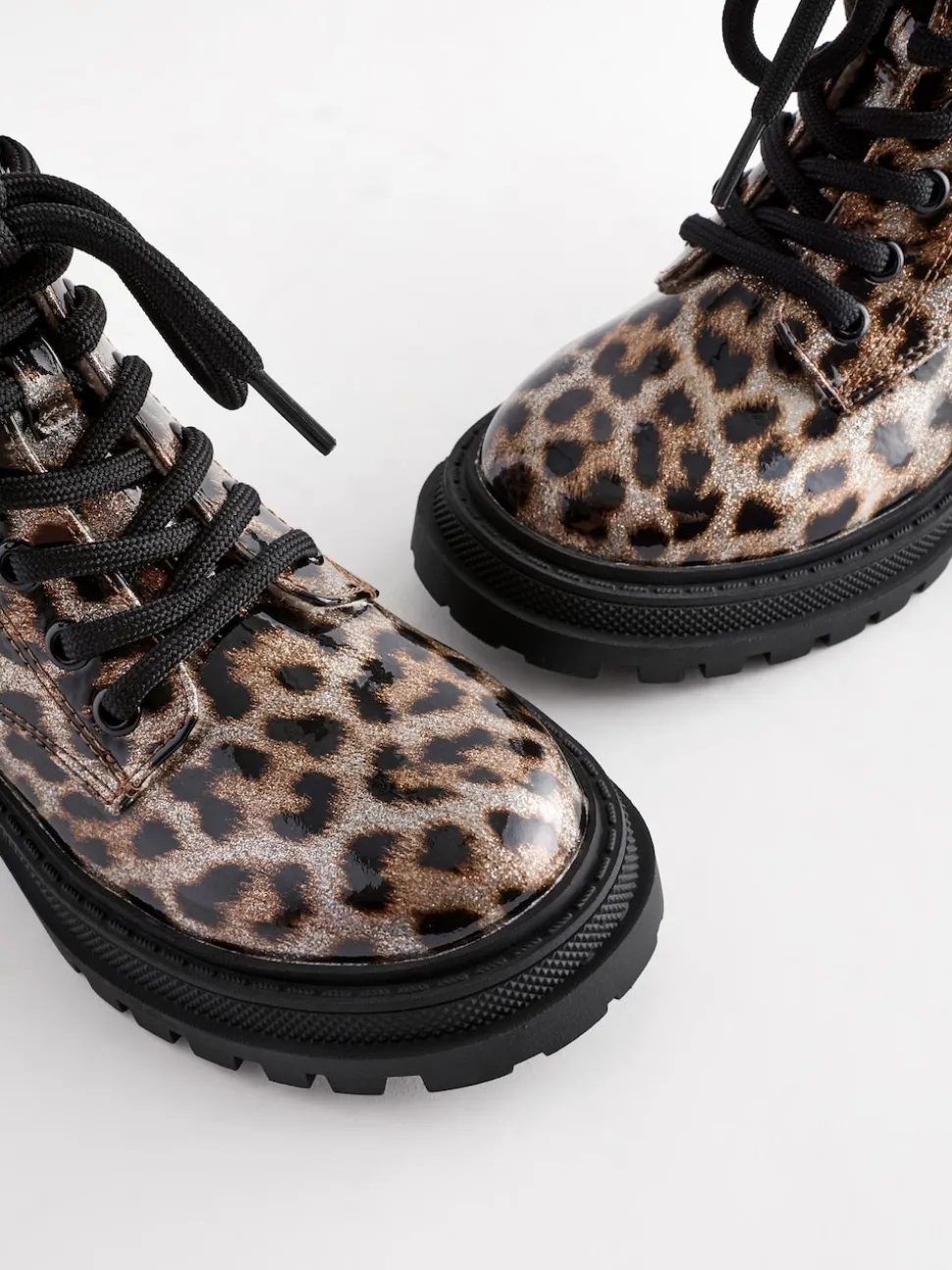 Brown Animal Print Wide Fit (G) Warm Lined Lace-Up Ankle Boots