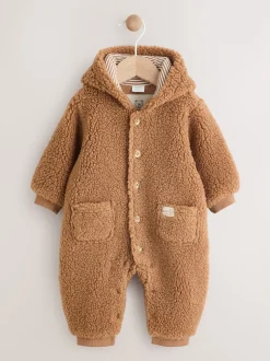 Brown Borg Hooded Baby Pramsuit