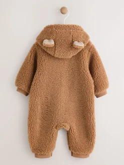 Brown Borg Hooded Baby Pramsuit