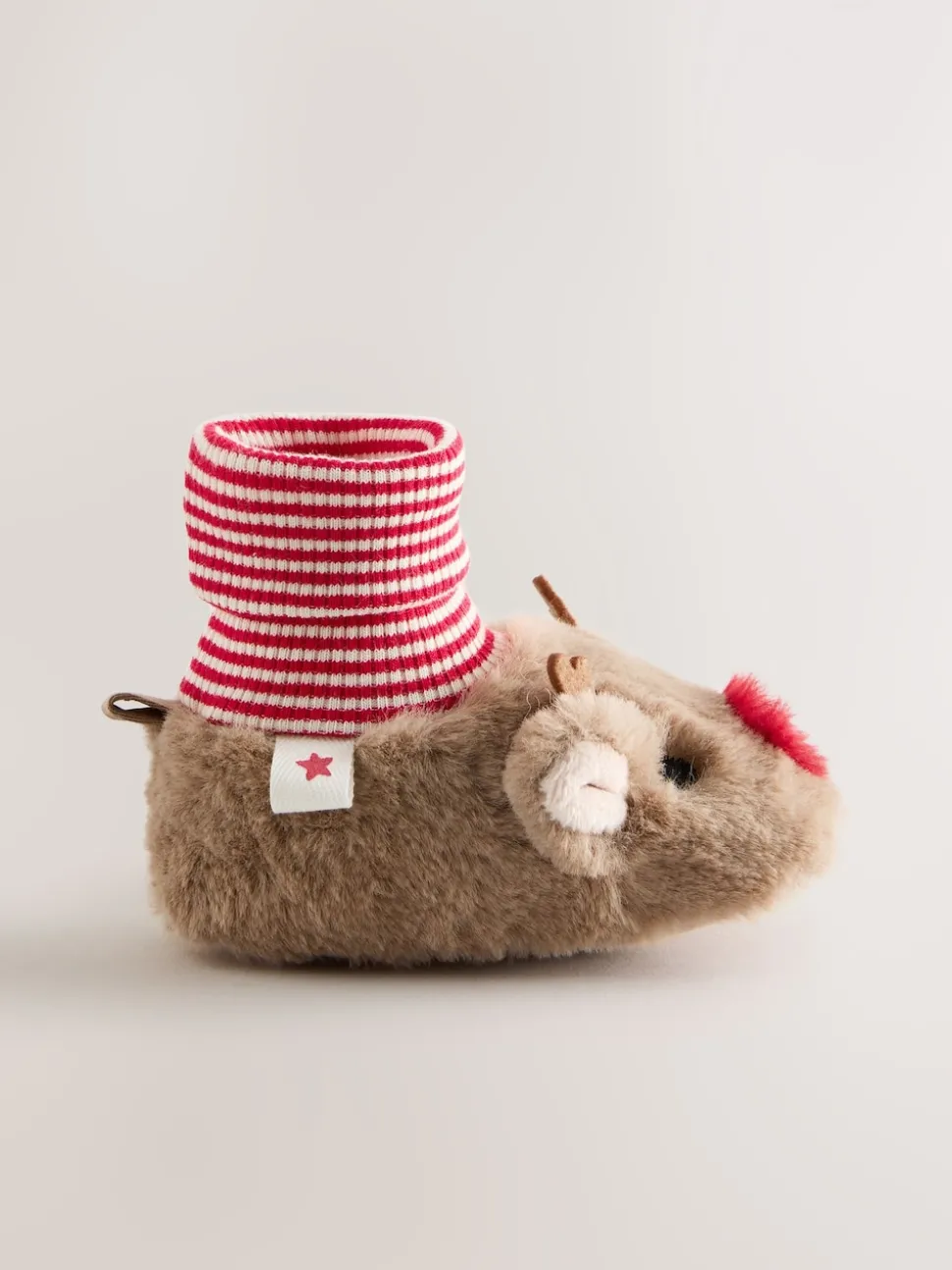 Brown Christmas Reindeer Baby Sock Top Boots (0-18mths)