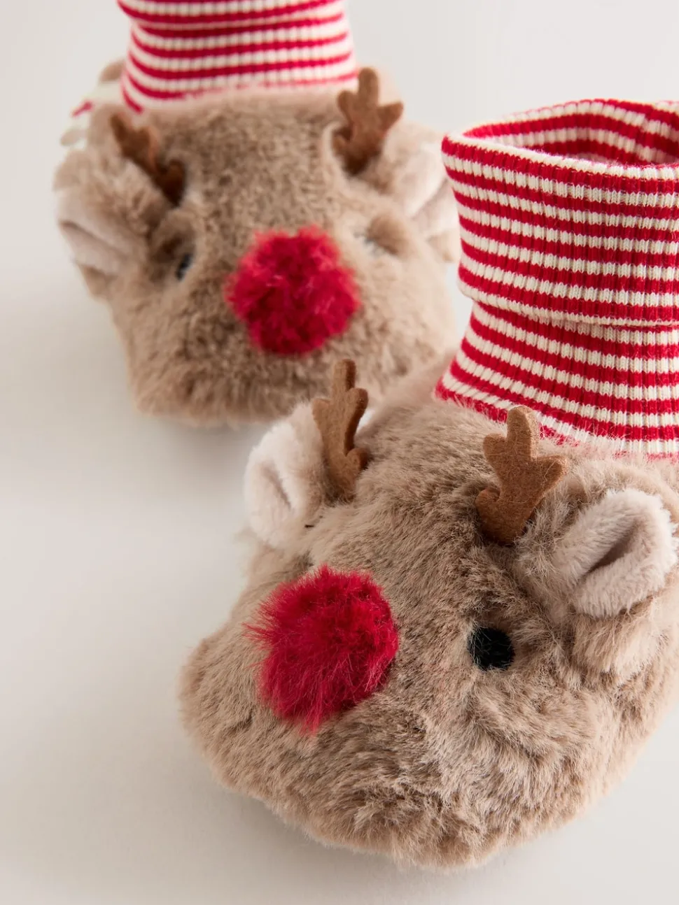 Brown Christmas Reindeer Baby Sock Top Boots (0-18mths)