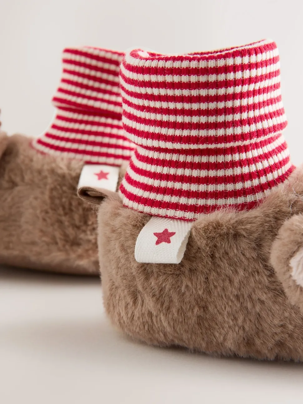 Brown Christmas Reindeer Baby Sock Top Boots (0-18mths)