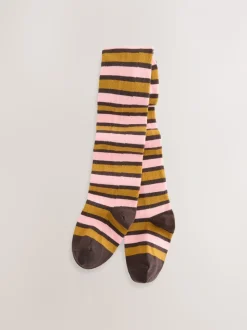 Brown/Cream Cotton Rich Stripe Tights