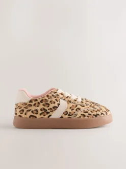 Brown Elastic Lace Trainers