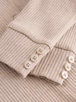 Brown Ribbed Hooded Cardigan and Leggings Set (3mths-7yrs)