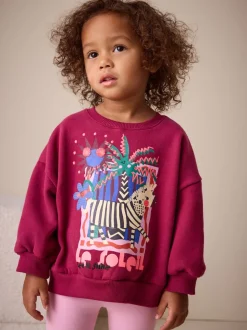 Burgundy Red Zebra Crew Neck Sweatshirt (3mths-7yrs)