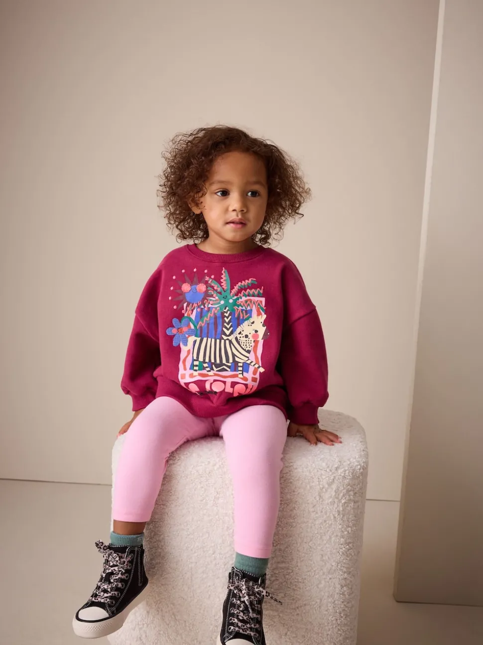 Burgundy Red Zebra Crew Neck Sweatshirt (3mths-7yrs)