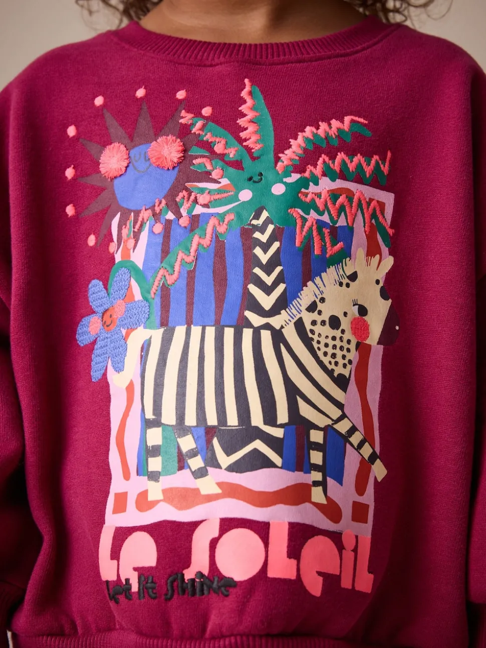 Burgundy Red Zebra Crew Neck Sweatshirt (3mths-7yrs)