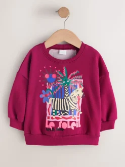 Burgundy Red Zebra Crew Neck Sweatshirt (3mths-7yrs)