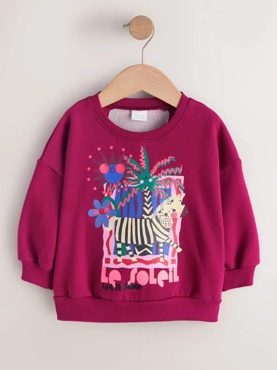 Burgundy Red Zebra Crew Neck Sweatshirt (3mths-7yrs)