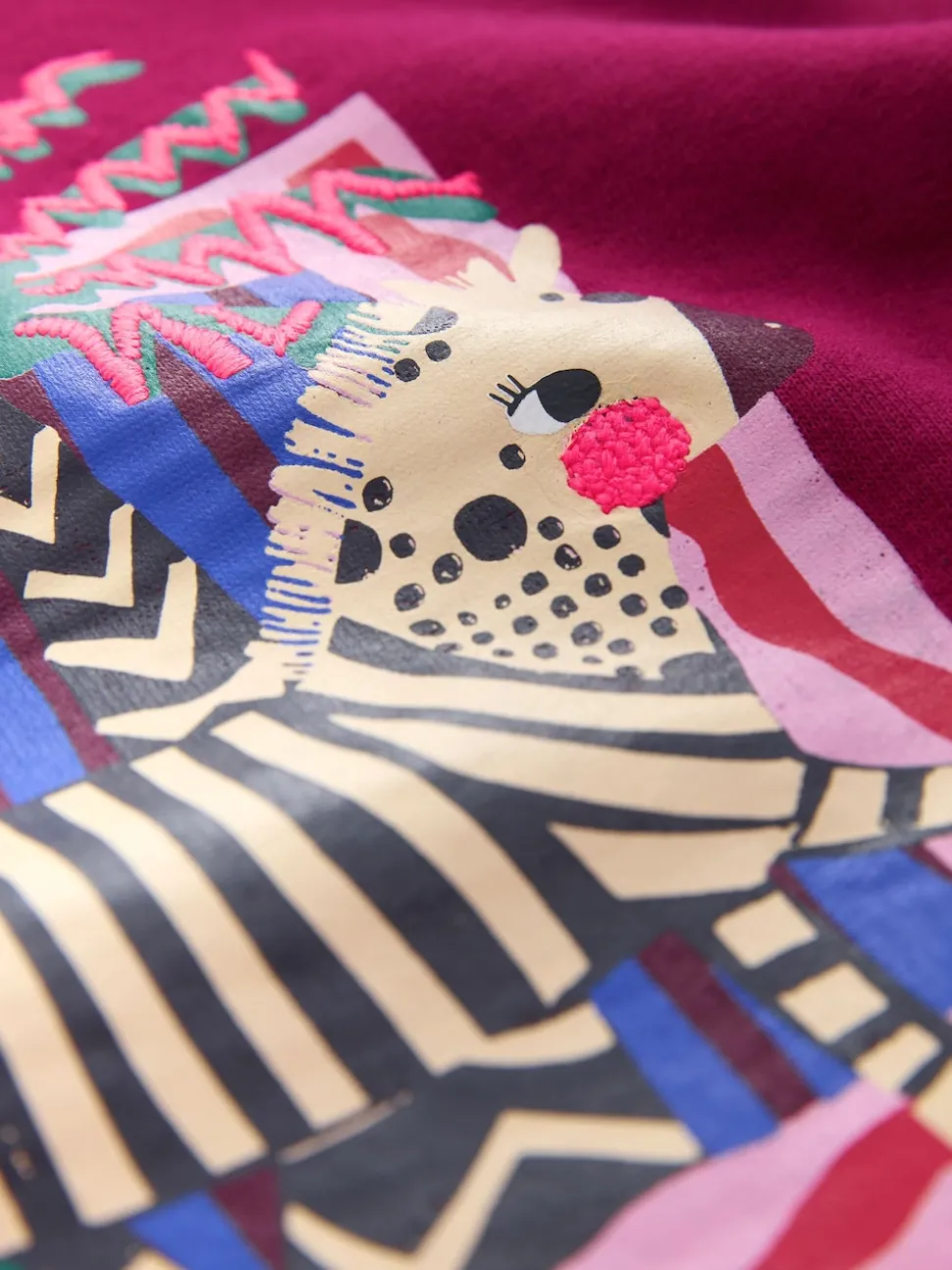 Burgundy Red Zebra Crew Neck Sweatshirt (3mths-7yrs)