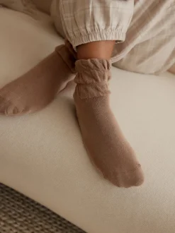 Burgundy Red and Tan Brown Slouchy Ankle Socks 2 Pack