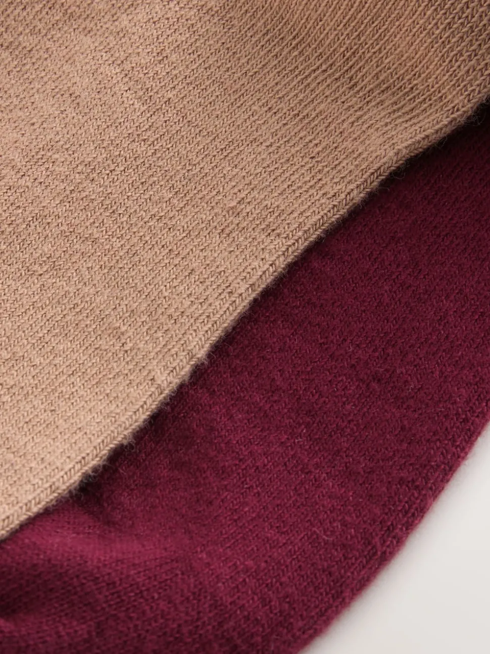 Burgundy Red and Tan Brown Slouchy Ankle Socks 2 Pack