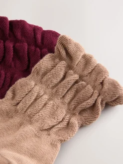 Burgundy Red and Tan Brown Slouchy Ankle Socks 2 Pack