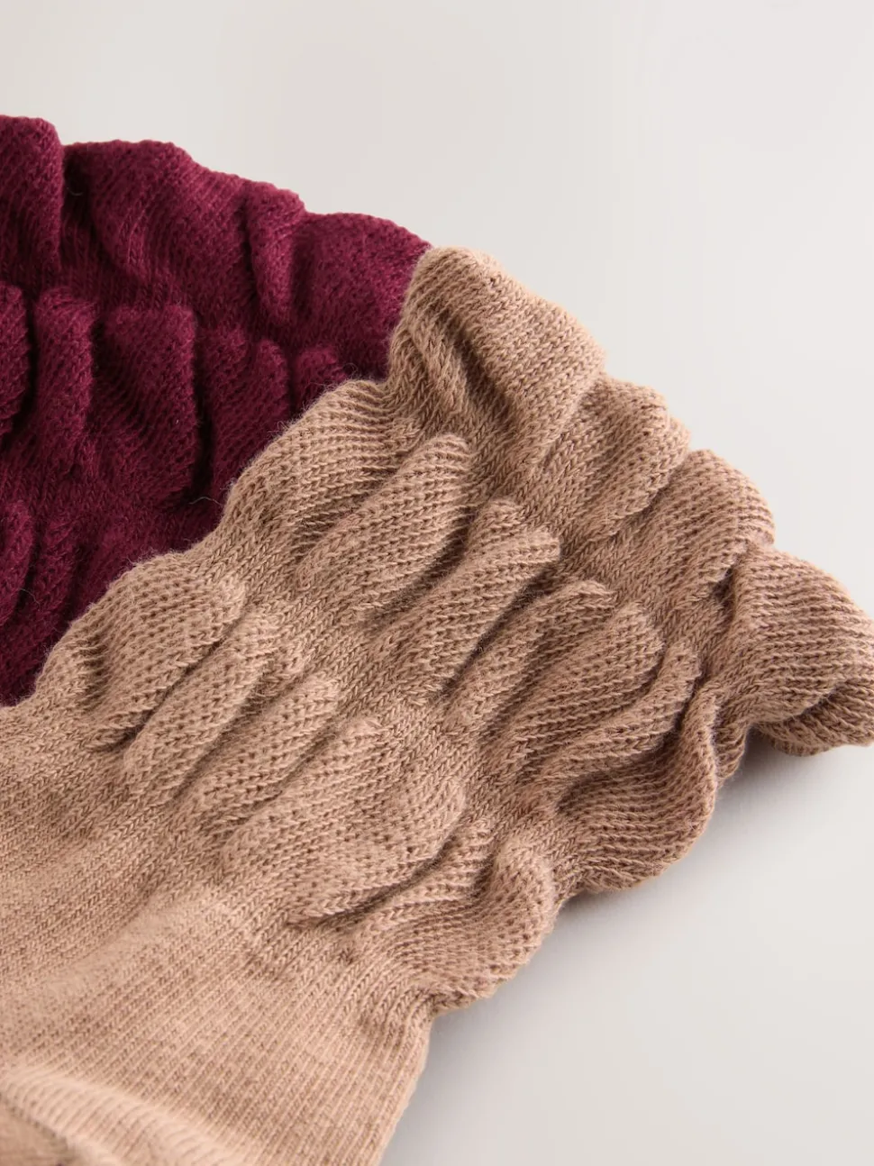 Burgundy Red and Tan Brown Slouchy Ankle Socks 2 Pack