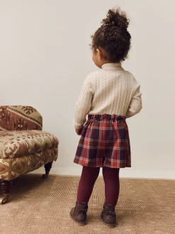 Burgundy Red Check Skort and Tights Set (3mths-7yrs)
