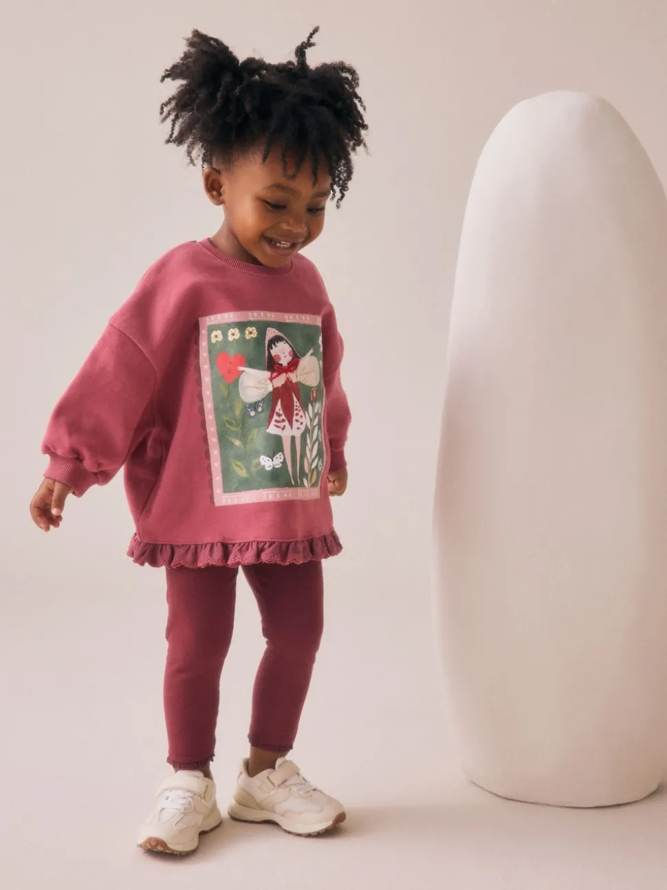 Burgundy Red Fairy Frill Hem Sweatshirt & Leggings Set (3mths-7yrs)