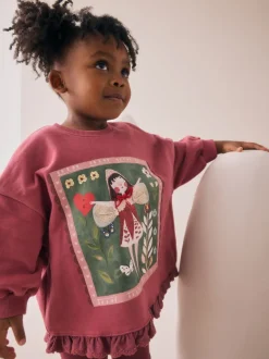 Burgundy Red Fairy Frill Hem Sweatshirt & Leggings Set (3mths-7yrs)