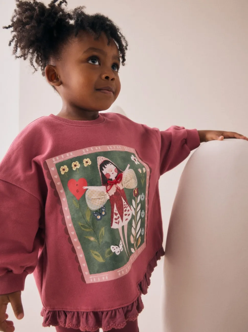 Burgundy Red Fairy Frill Hem Sweatshirt & Leggings Set (3mths-7yrs)