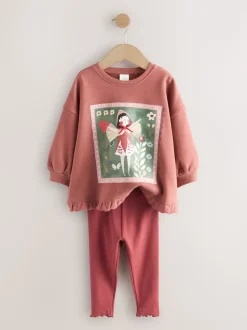 Burgundy Red Fairy Frill Hem Sweatshirt & Leggings Set (3mths-7yrs)
