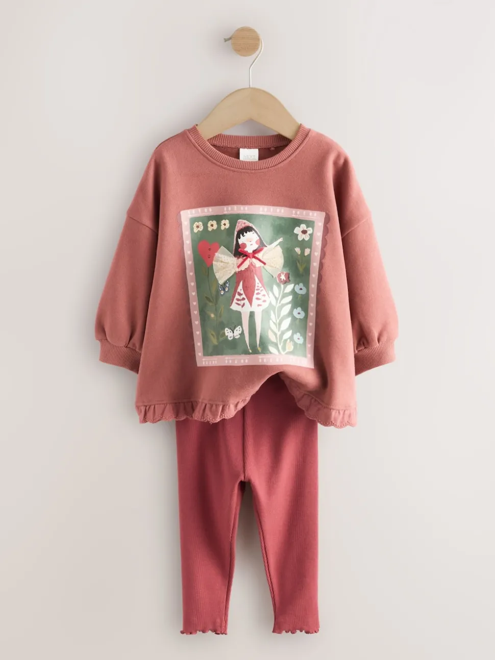 Burgundy Red Fairy Frill Hem Sweatshirt & Leggings Set (3mths-7yrs)