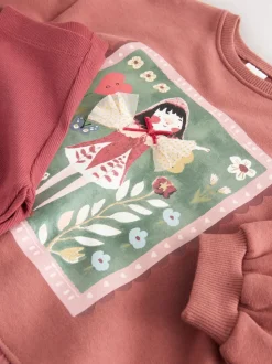 Burgundy Red Fairy Frill Hem Sweatshirt & Leggings Set (3mths-7yrs)